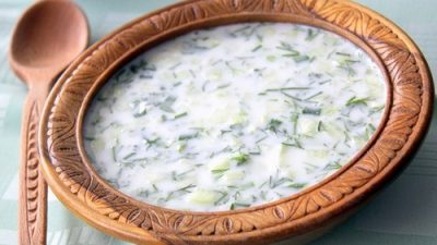 Окрошка с репой и малосольными огурцами