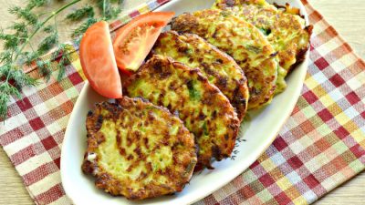 Оладьи из овощей с сырной корочкой