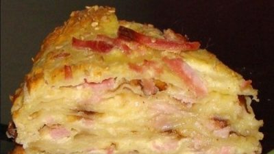 Оригинальная закуска «Сырный торт с ветчиной»