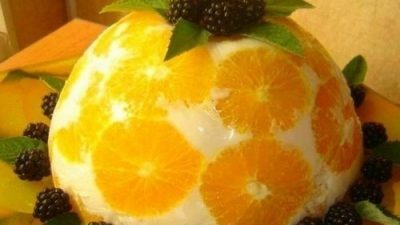 Оригинальный желейный торт «Апельсины в йогурте»