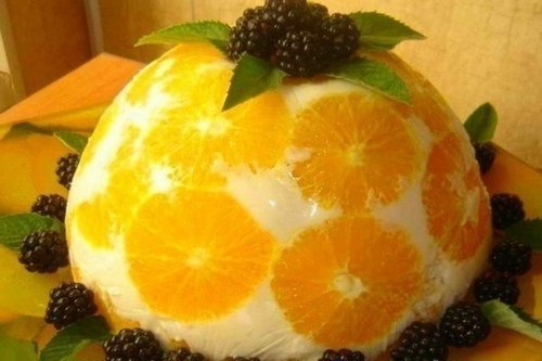Оригинальный желейный торт «Апельсины в йогурте»