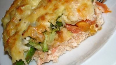 Овощная запеканка с сыром и куриным фаршем