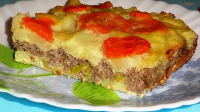 Овощная запеканка с сыром и мясом