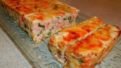 Овощной кекс с ветчиной и сыром