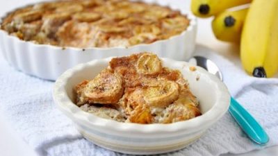 Овсяная запеканка с медом и бананами