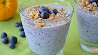 Овсянка с черникой и бананом на завтрак