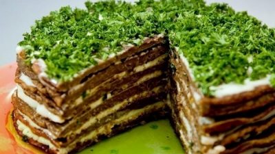 Печеночный торт «Прощай фигура» с грибами