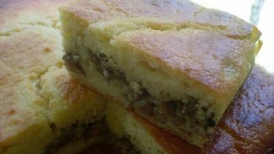 Пирог на кефире с жареными грибами