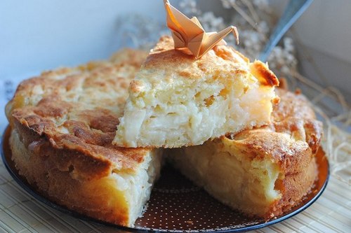 Пирог творожный с яблочной начинкой