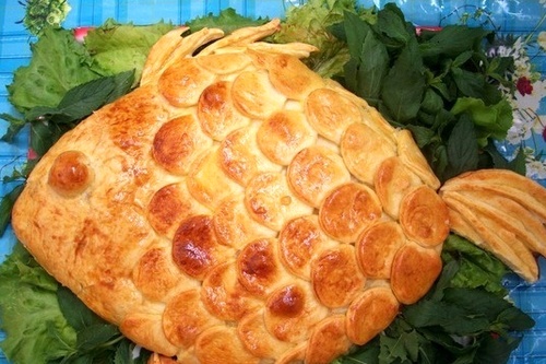 Пирог «Золотая рыбка» с кетой