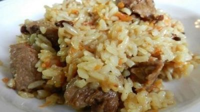 Плов с говядиной по-узбекски в казане