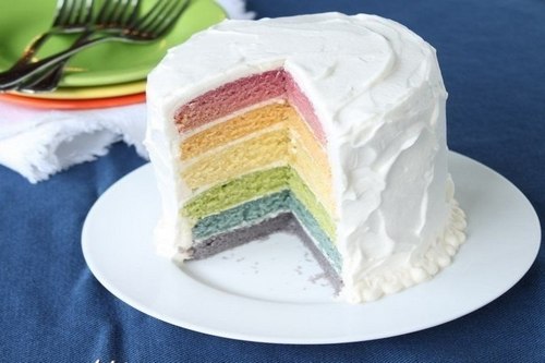Разноцветный торт «Радуга» с натуральными красителями