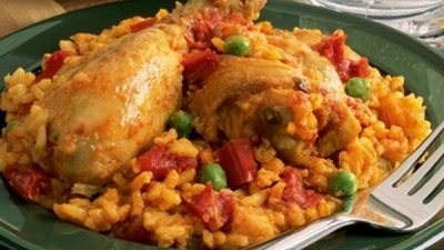 Рис с курицей маринованной в вине