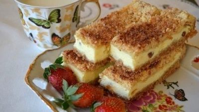 Рубленый песочный пирог с творогом