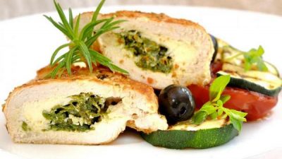 Рулеты из курицы со шпинатом