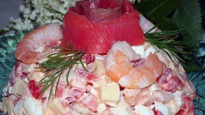 Салат «Коралл» с семгой