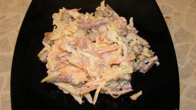 Салат «Николь» с морковью и ветчиной