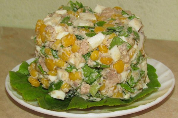 Салат с курицей, помидорами, кукурузой и чипсами: рецепт - Лайфхакер