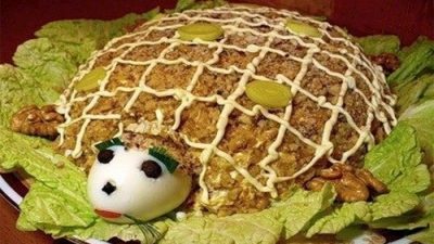 Салат с куриной грудкой «Черепаха»