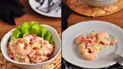 Салат с сельдереем и тигровыми креветками