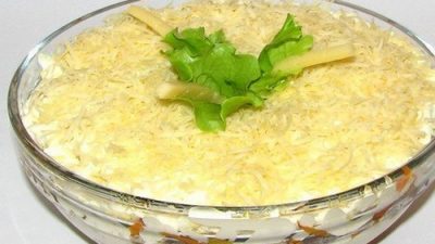 Салат с шампиньонами и сардинами