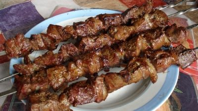 Шашлык из свежей говяжьей печени