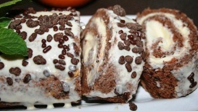 Шоколадно-апельсиновый рулет с маскарпоне