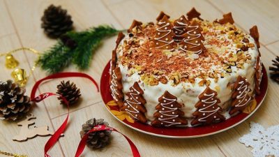 Шоколадно-ореховый торт с кремом из манки