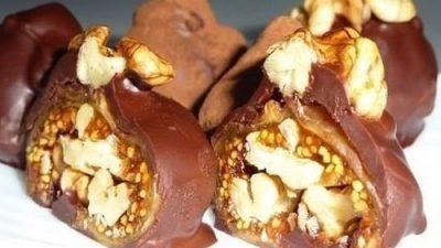 Шоколадные конфеты из инжира с грецкими орехами