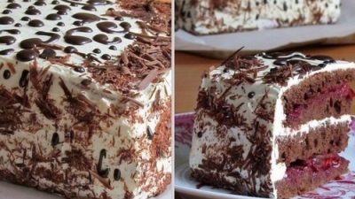 Шоколадный торт с вишней и масляно-заварным кремом