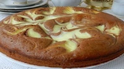 Сладкий творожный пирог с какао