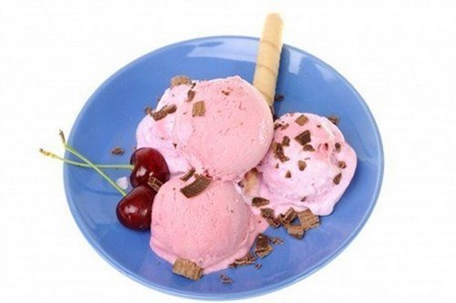 Сливочное мороженое с вишней и шоколадом