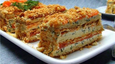 Слоеный Наполеон с картофельно-грибной начинкой