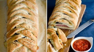 Стомболли с ветчиной, салями и сыром