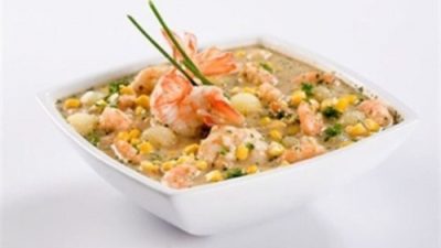 Суп-крем из кукурузы и креветок