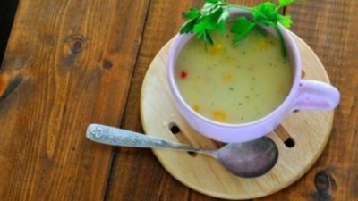 Суп молочный из трески с перцем и сельдереем