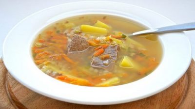 Суп с говядиной и гречкой