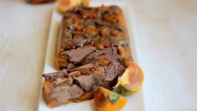 Террин из куриной печени с хурмой и бренди