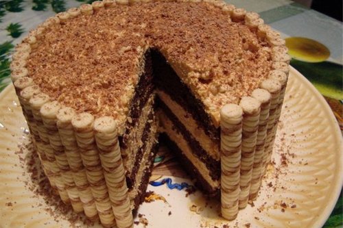 Торт бисквитный из печенья «Трубочки», рецепт с фото — Вкусо.ру