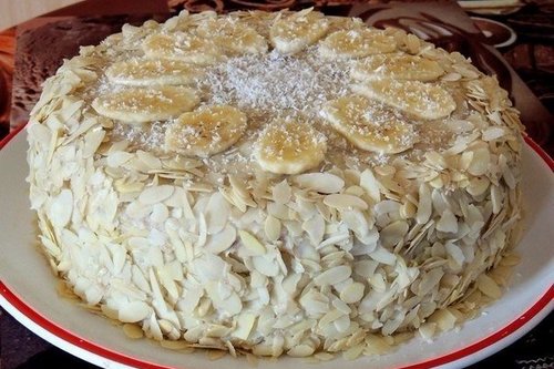 Торт на майонезе с банановым кремом
