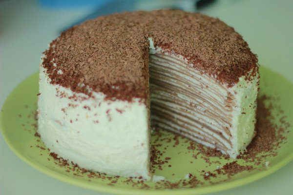 Тортик из блинов с шоколадным кремом
