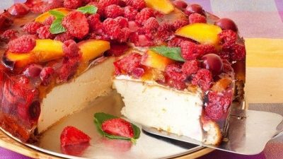 Творожно-фруктовый чизкейк с желе