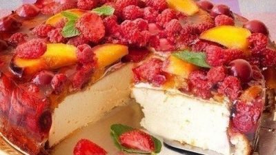 Творожный чизкейк с фруктовым желе