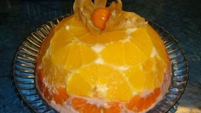 Творожный цитрусовый торт с курагой