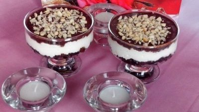 Творожный десерт с шоколадом и миндалем