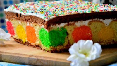 Творожный пляцок с цветными шариками