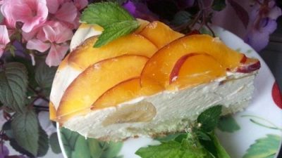 Творожный торт бланманже с фруктами