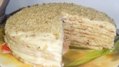 Творожный торт с орехами на сковороде