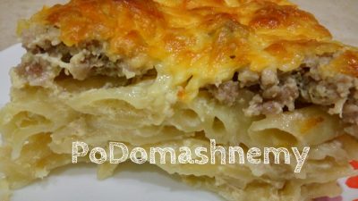 Мясная запеканка из макарон с фаршем в духовке