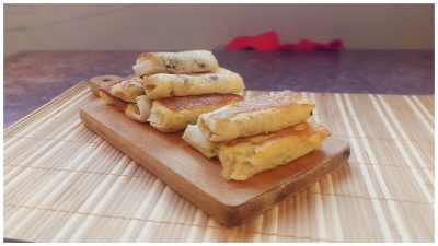 Хлебные трубочки с бананом и нутеллой